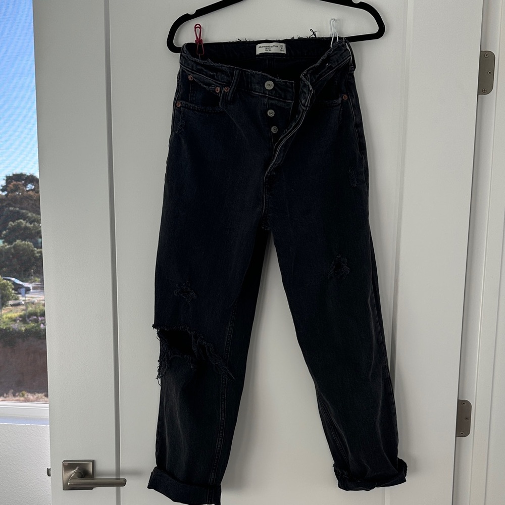 Abercrombie & Fitch The Dad High-Rise Black Jeans (28)